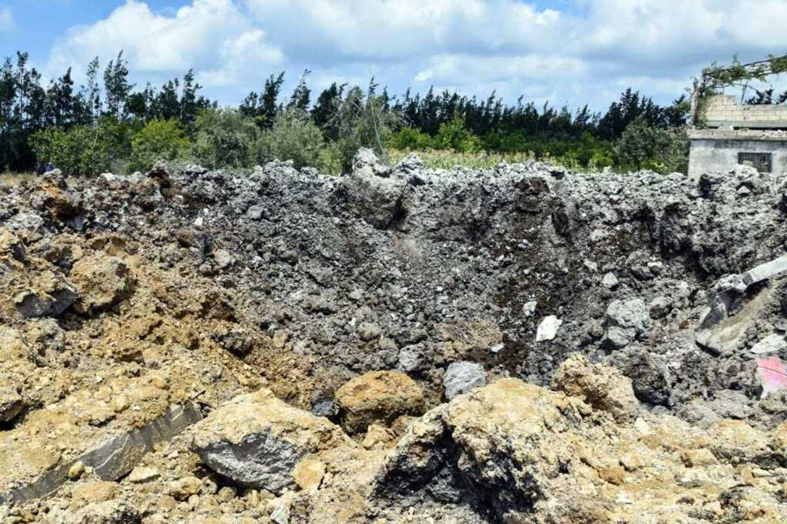A handout picture released by Syria's official SANA news agency on July 2, 2022, shows a crater caused by a reported Israeli air strike in the western Syrian coastal city of Tartus A handout picture released by Syria's official SANA news agency on July 2, 2022, shows a crater caused by a reported Israeli air strike in the western Syrian coastal city of Tartus