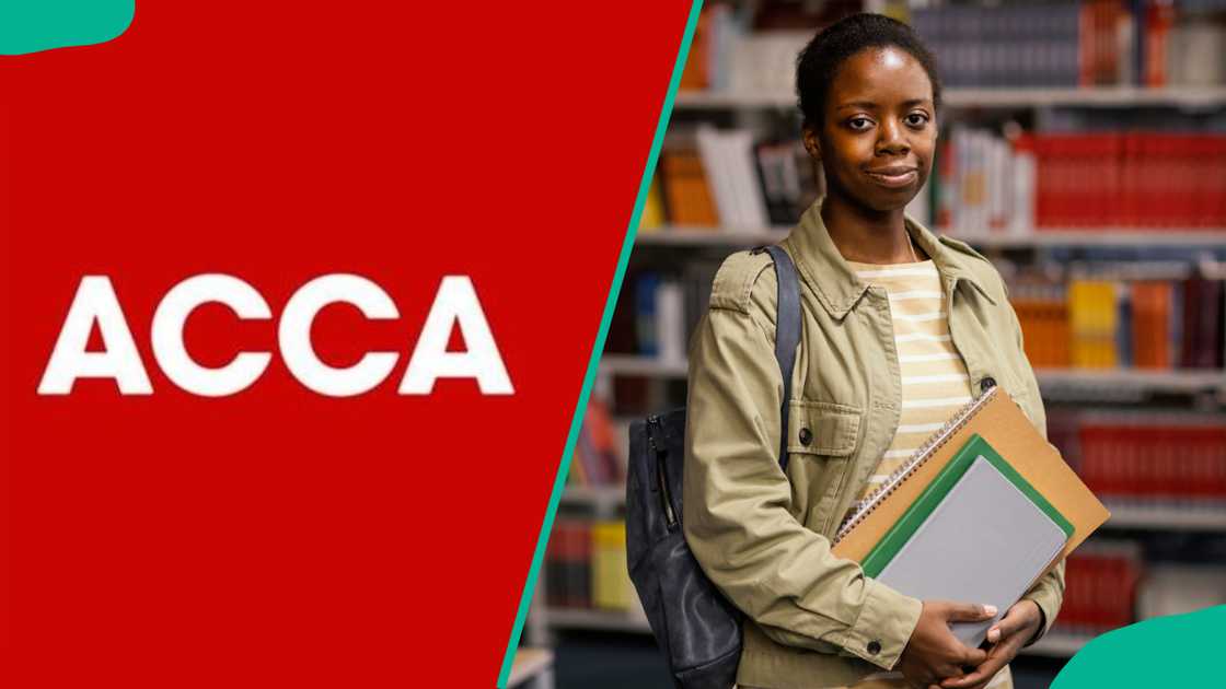 ACCA's logo and a student carrying books ACCA's logo and a student carrying books