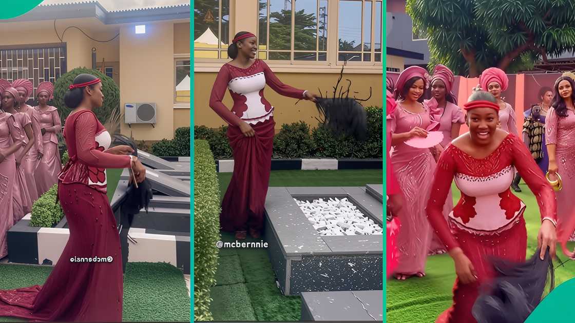 A bride pays tribute at her late parents’ graveside during her traditional wedding ceremony. A bride pays tribute at her late parents’ graveside during her traditional wedding ceremony.