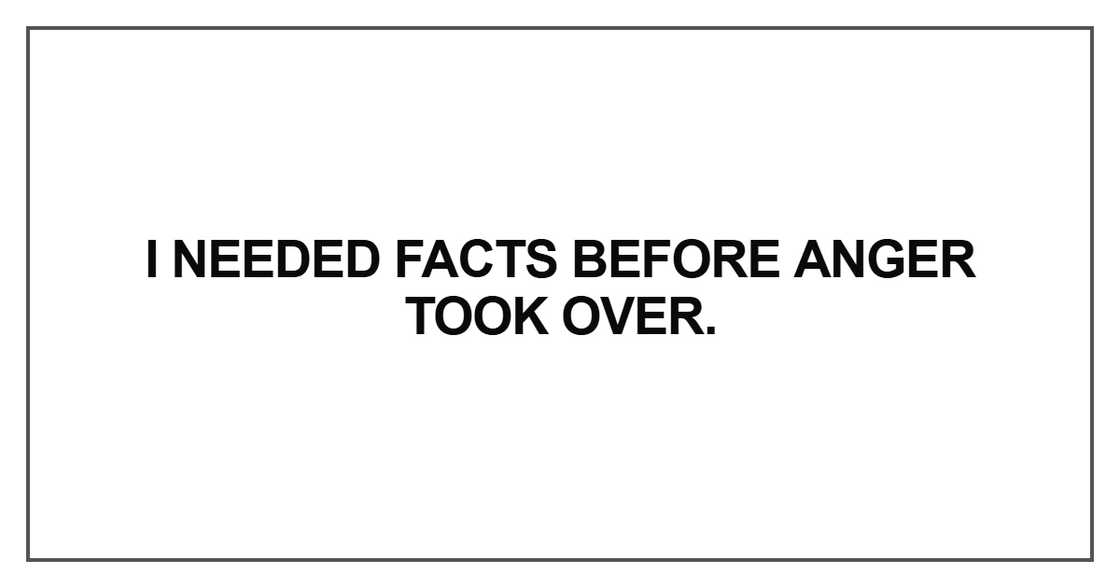 I needed facts before anger took over I needed facts before anger took over