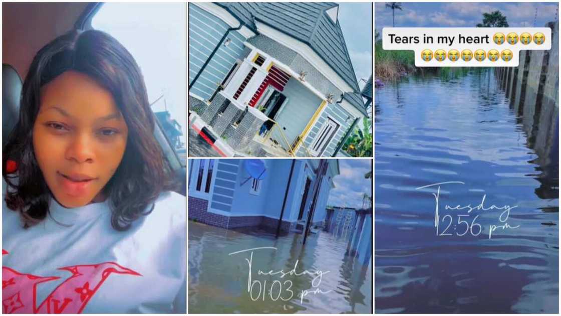 Flood situation in Nigeria/woman cried over her flooded building.