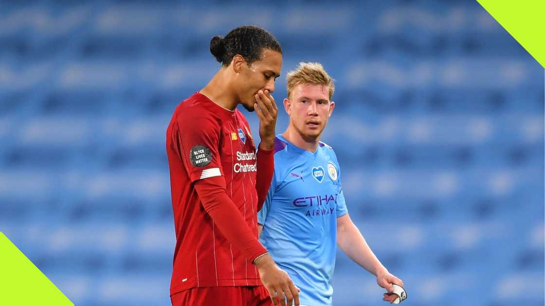 Virgil Van Dijk and Kevin De Bruyne in the Premier League.