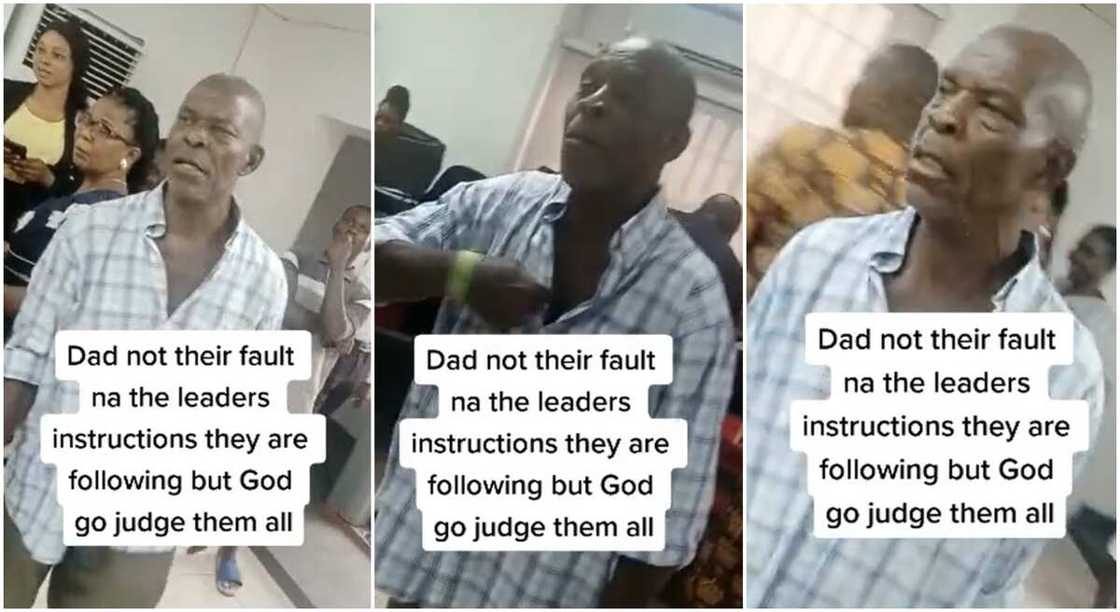 Photos of an old man angry inside bank. Photos of an old man angry inside bank.