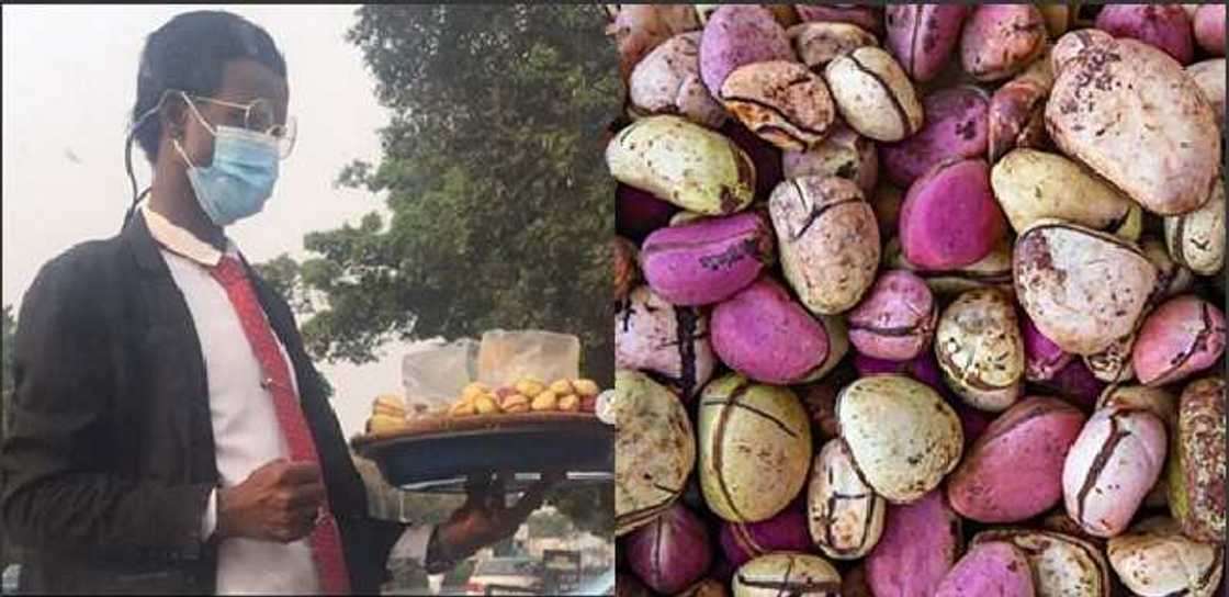 Kola nut seller spotted hawking his wares wearing suits and tie Kola nut seller spotted hawking his wares wearing suits and tie