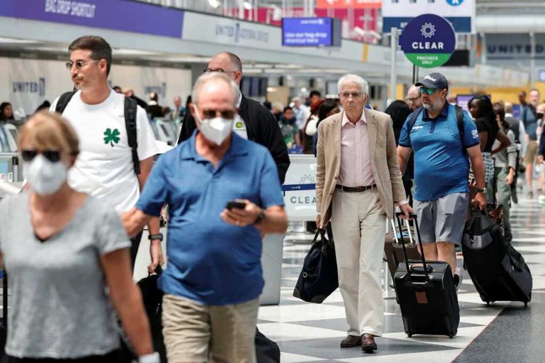 Travelers arrive at O'Hare International Airport on June 30, 2022 in Chicago, Illinois