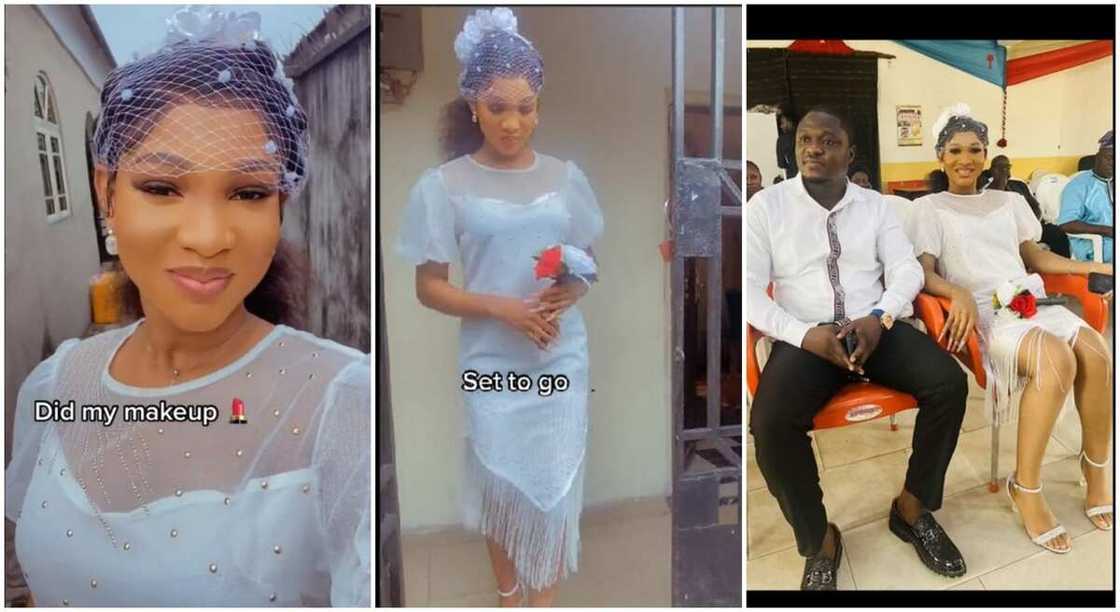 Photos of a bride in simple wedding dress. Photos of a bride in simple wedding dress.