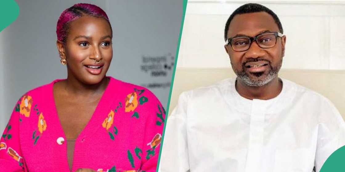 Lady reacts to Femi Otedola's pics with Anthony Joshua.