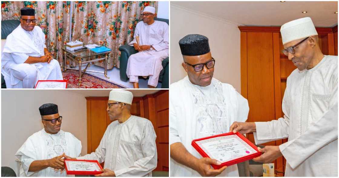 President of the 10th Senate, Godswill Akpabio, President Muhammadu Buhari President of the 10th Senate, Godswill Akpabio, President Muhammadu Buhari