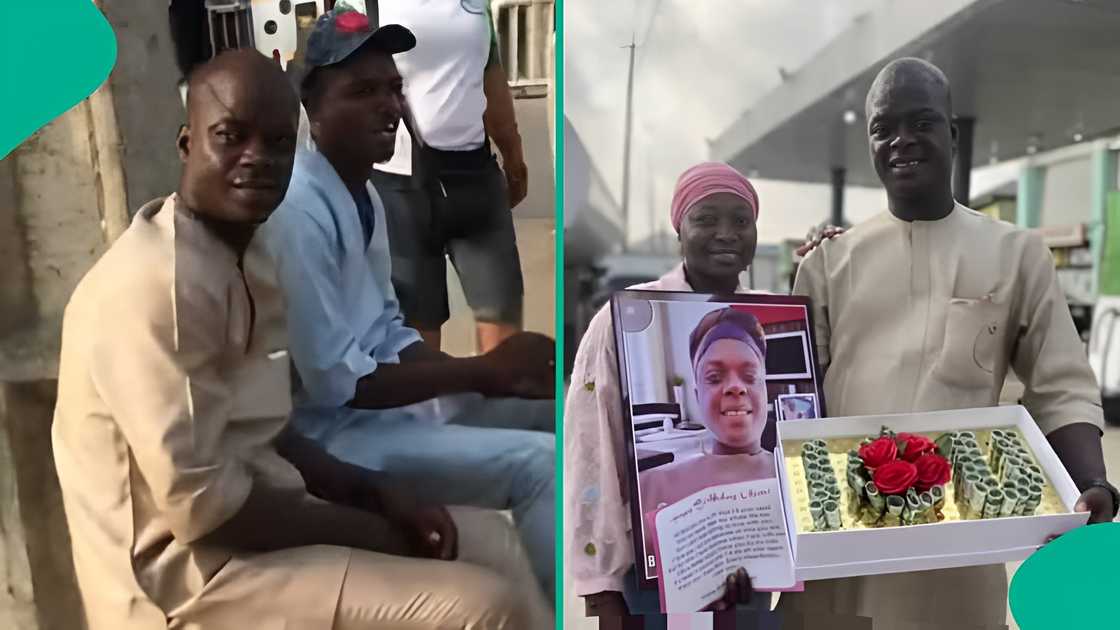 Nigerian wife surprises husband at bus stop with gifts and mini concert for birthday; video goes viral on TikTok, social media praises her thoughtful gesture. Nigerian wife surprises husband at bus stop with gifts and mini concert for birthday; video goes viral on TikTok, social media praises her thoughtful gesture.