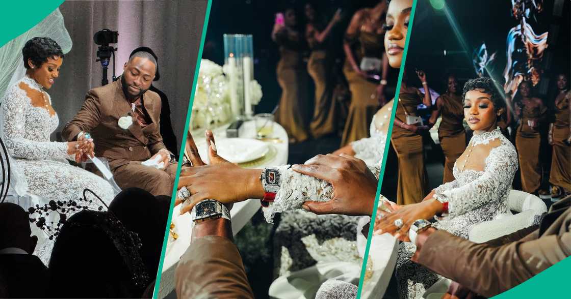 Chioma receives a $300,000 Richard Mille factory-iced watch from Davido during their white wedding reception Chioma receives a $300,000 Richard Mille factory-iced watch from Davido during their white wedding reception