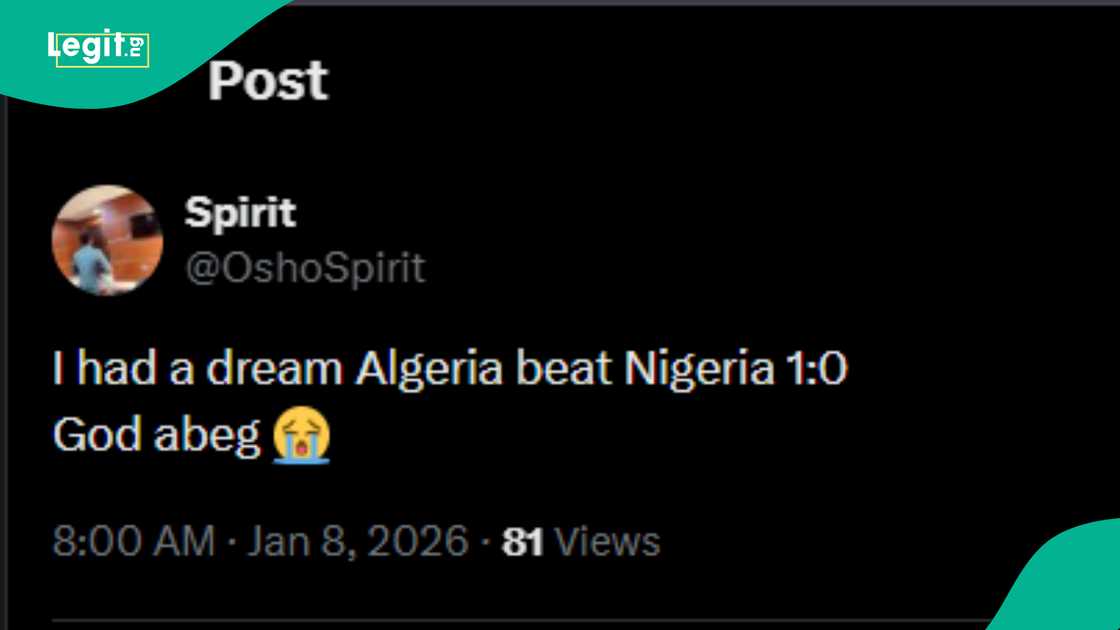 Man shares result of Nigeria vs Algeria AFCON quarterfinal match which he saw in his dream