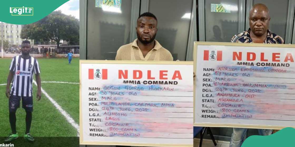 NDLEA arrests former Nigerian footballer, business partner at Lagos airport NDLEA arrests former Nigerian footballer, business partner at Lagos airport
