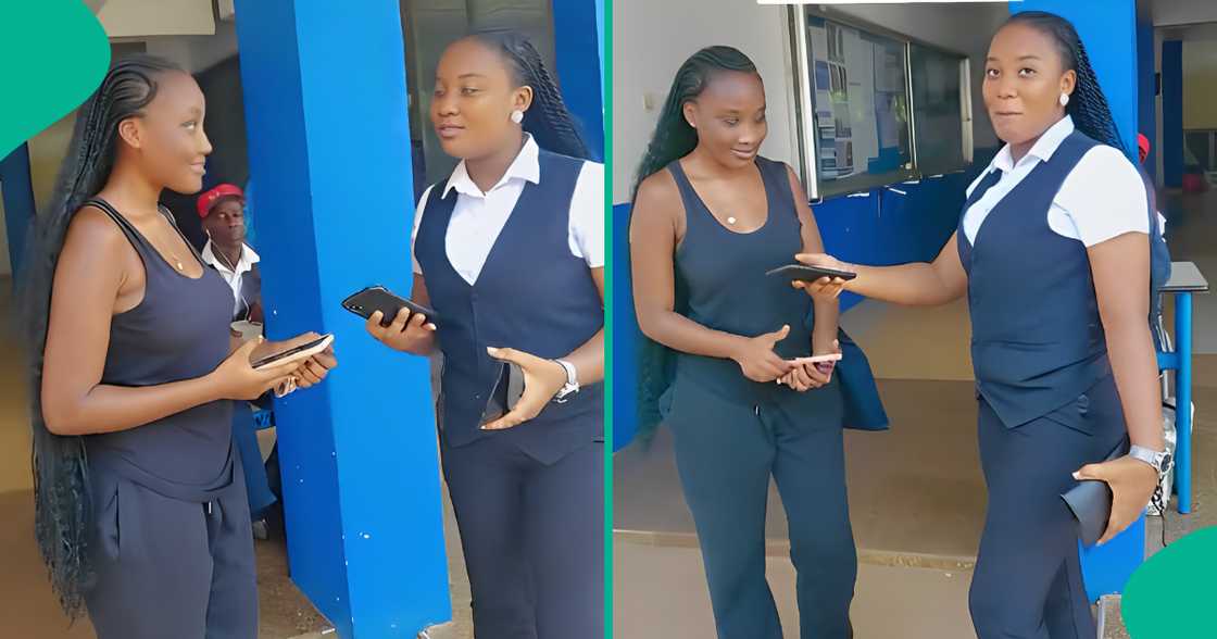 Lady stunned as she meets her lookalike on campus, video stirs mixed reactions