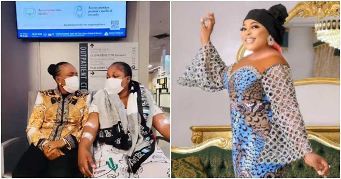 Actress Kemi Afolabi and her mum in the US Actress Kemi Afolabi and her mum in the US