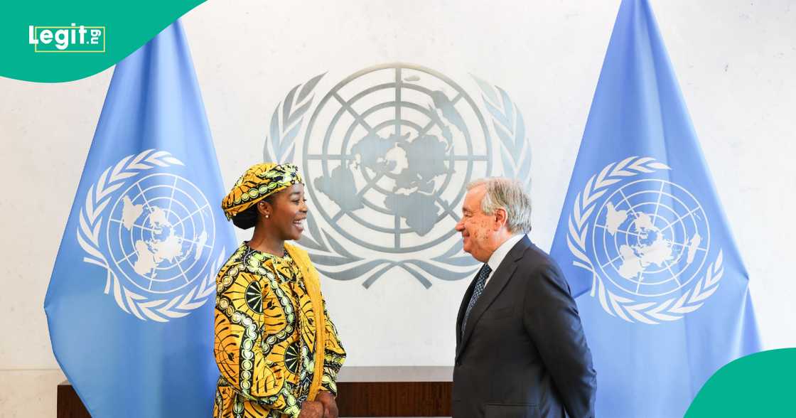 Maryam Bukar tare da shugaban majalisar dinkin duniya