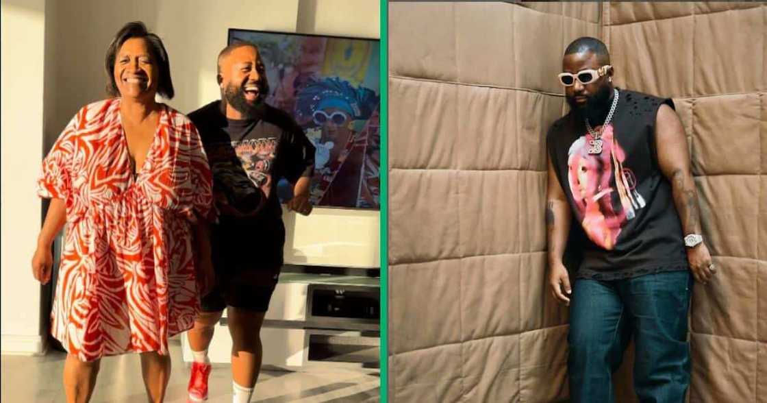 Cassper Nyovest and his mother did the ‘Tshwala Bam’ Dance challenge.