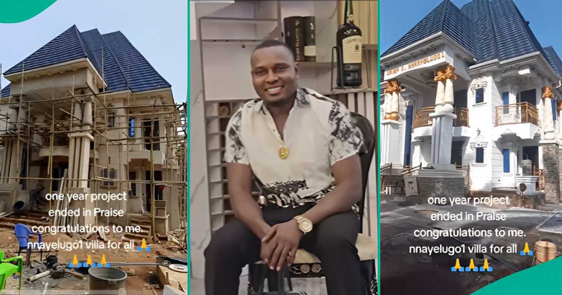 Nigerian Man Flaunts Beautiful Mansion He Built in One Year, Many React as Video Trends