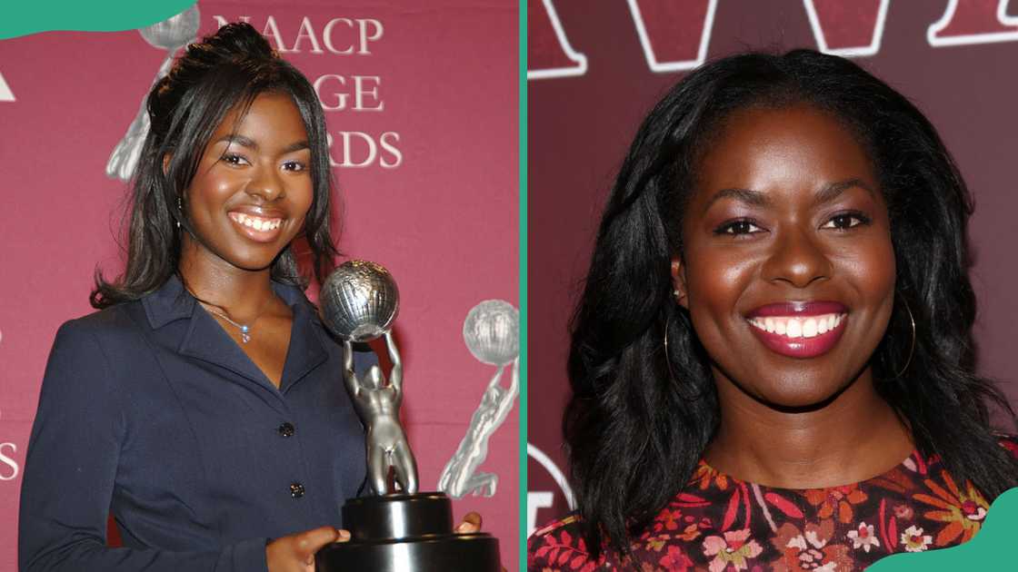 Camille Winbush, the winner of the Outstanding Supporting Actress in a Comedy Series - "The Bernie Mac Show"(L). Camille Winbush at The Miracle Theater in Inglewood, California (R)
