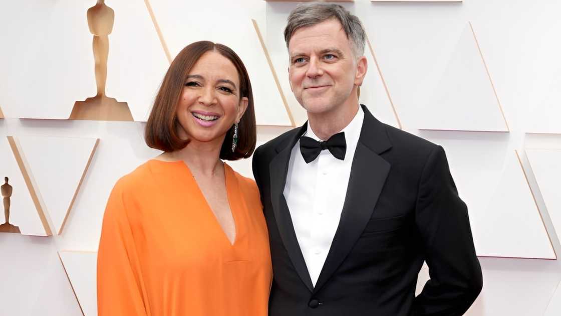 Maya Rudolph and Paul Thomas Anderson at Hollywood and Highland in Hollywood, California.