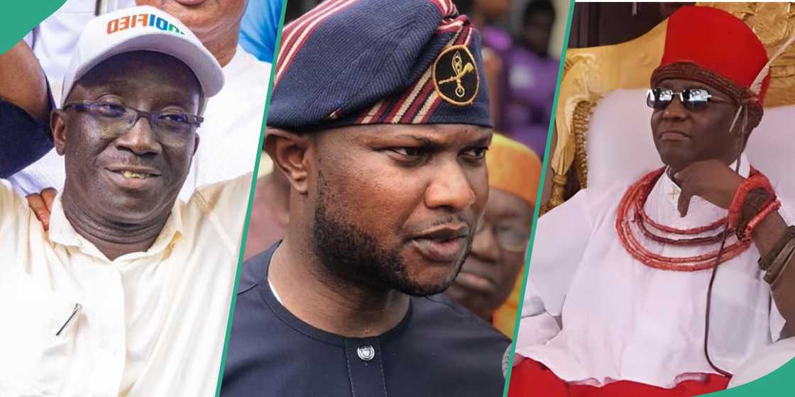 Edo governor-elect, Okpebholo and his deputy, Idahosa pay a courtesy visit to Oba of Benin Edo governor-elect, Okpebholo and his deputy, Idahosa pay a courtesy visit to Oba of Benin