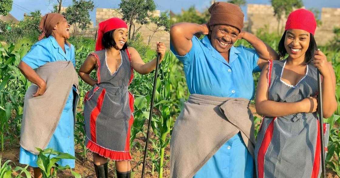 Gogo and grandchild bond while farming, SA reacts: "We love to see it" Gogo and grandchild bond while farming, SA reacts: "We love to see it"