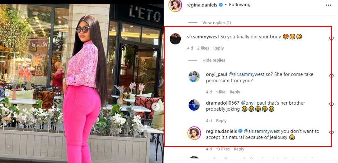 Regina Daniels allegedly does cosmetic surgery. Regina Daniels allegedly does cosmetic surgery.