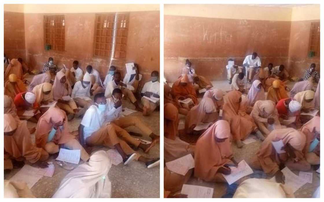 Hotunan dalibai a jihar Kaduna suna zana jarabawar NECO a kasa sun bayyana