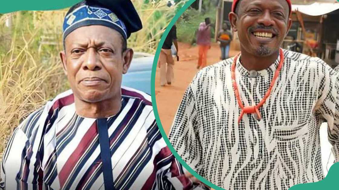 Actor Nkem is wearing traditional Nigerian attire for men