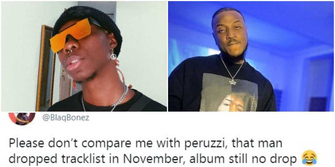 Shots Fired: Singer Blaqbonez Throws Shade at Peruzzi, Says He Dropped a Track List and No Album