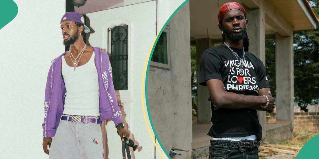 Black Sherif displays funny dance steps. Black Sherif displays funny dance steps.