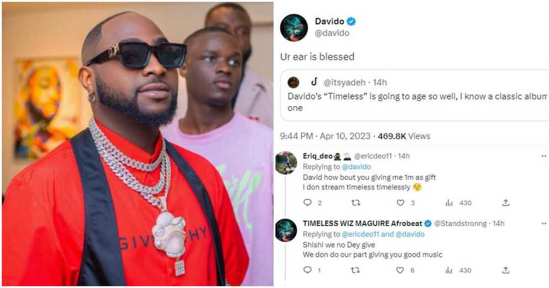 Photos of Davido and tweets