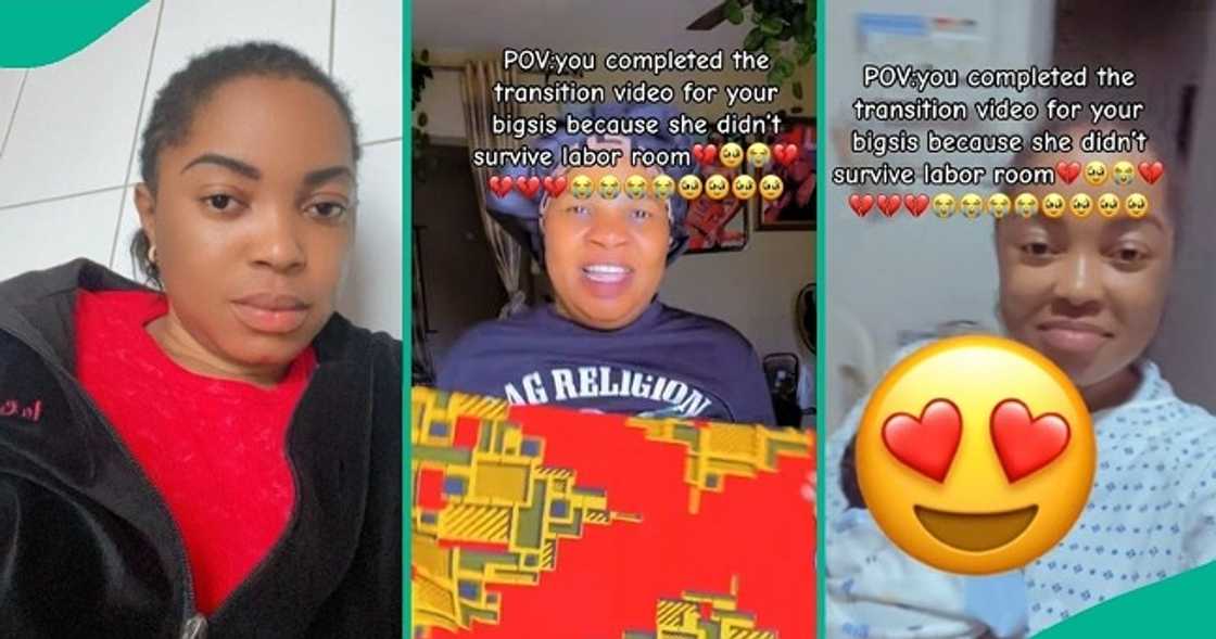 Grieving lady completes her sister's pregnancy transition video.