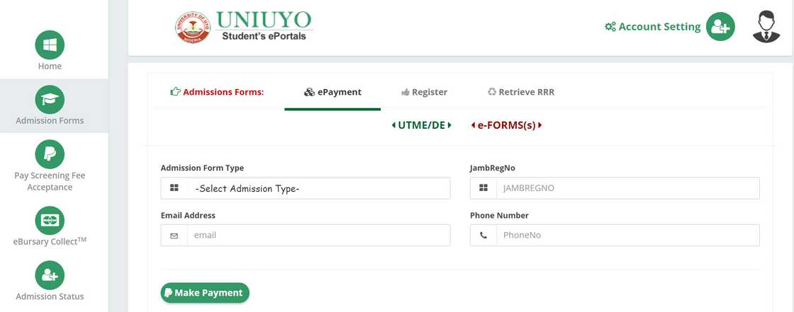 UNIUYO admission portal UNIUYO admission portal