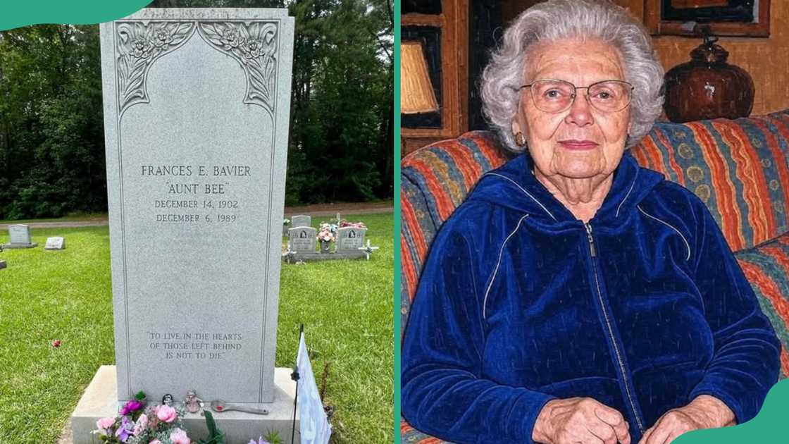 The actress' grave. One of Frances Bavier's last photos