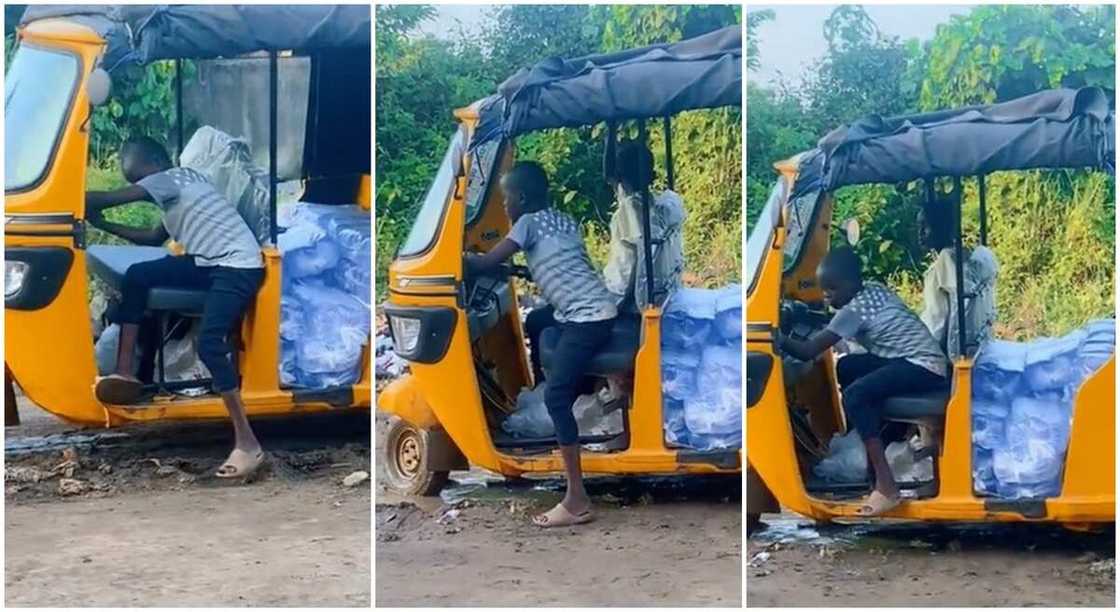 Photos of little boy riding a Keke Napep. Photos of little boy riding a Keke Napep.