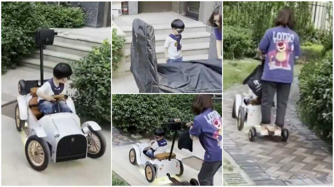 Sweet moment kid carries 'mum' with his toy car, video gets many emotional Sweet moment kid carries 'mum' with his toy car, video gets many emotional