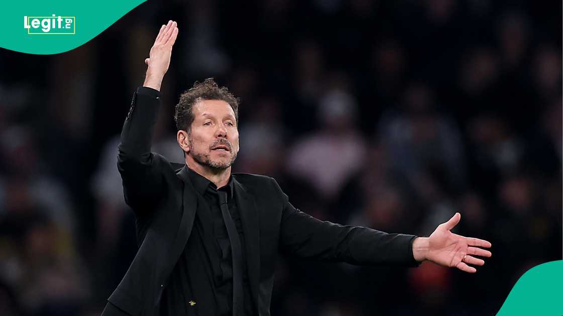 Diego Simeone, Atletico Madrid, Tottenham Hotspur, London, England. Diego Simeone, Atletico Madrid, Tottenham Hotspur, London, England.