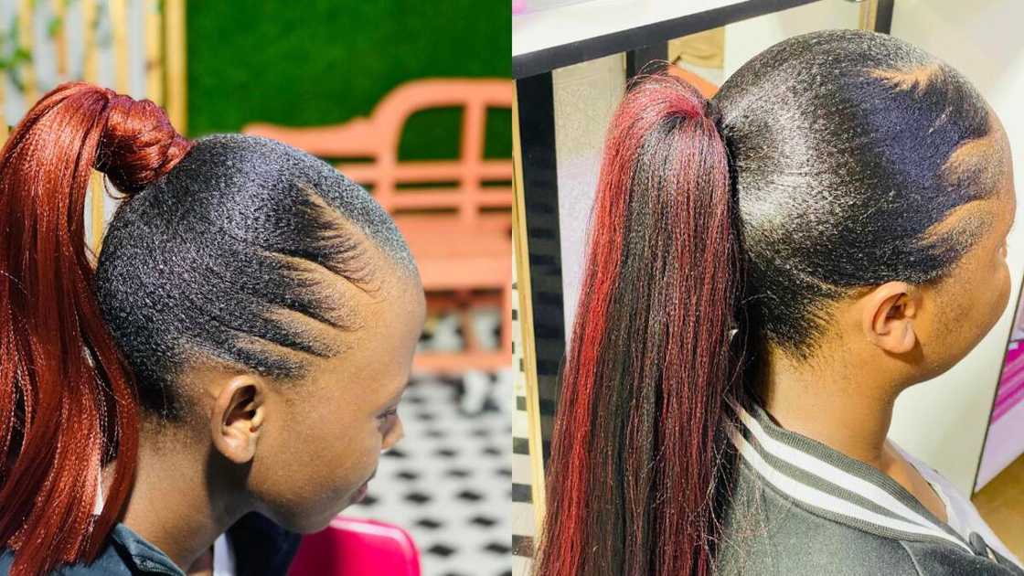 Gel style with a braid extension ponytail Gel style with a braid extension ponytail