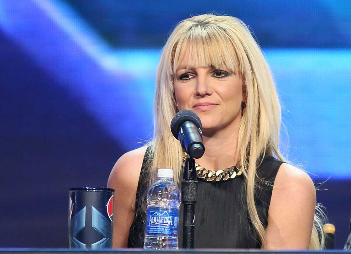 Britney Spears speaks at a press conference in Los Angeles, California Britney Spears speaks at a press conference in Los Angeles, California