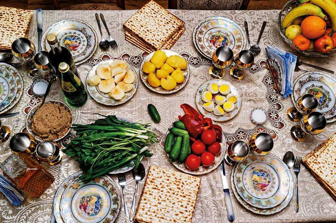 The Passover Seder table is at the home of Nisim Nisimov The Passover Seder table is at the home of Nisim Nisimov