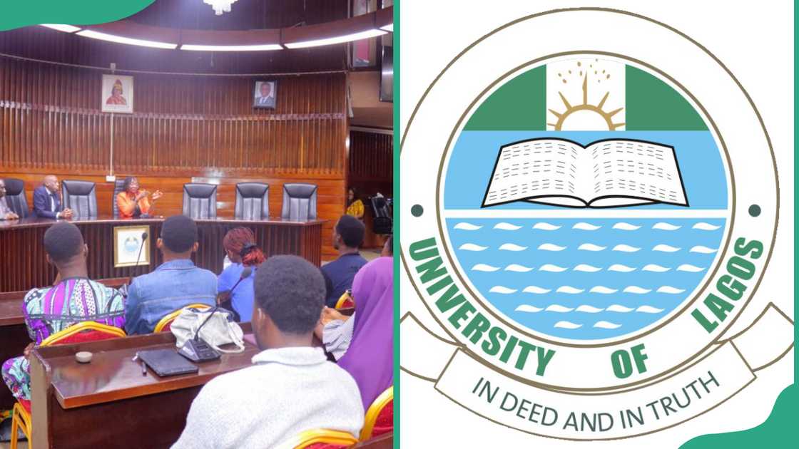 University of Lagos students and official logo University of Lagos students and official logo