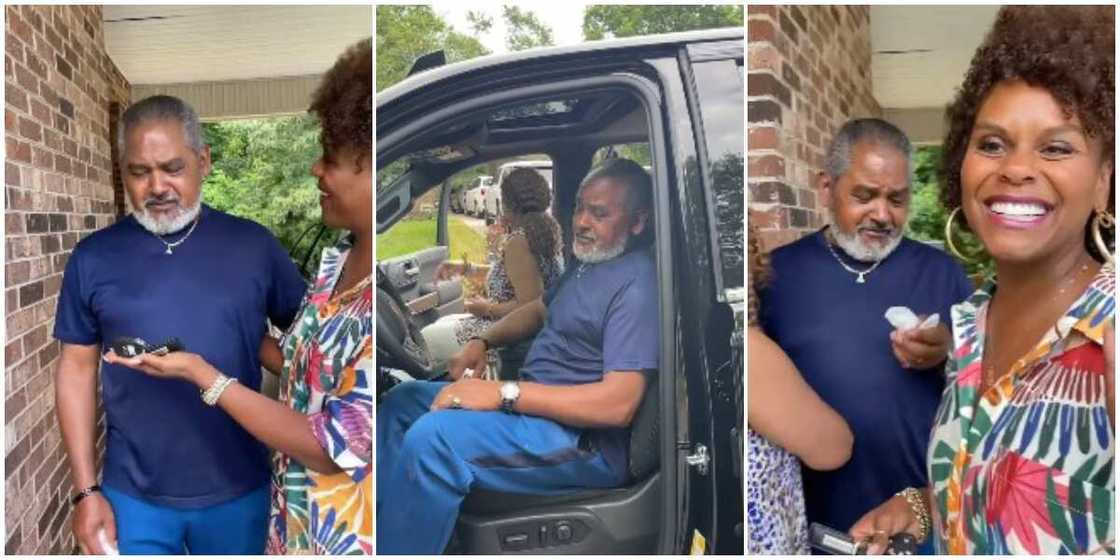 Sweet Moment Man Wept Uncontrollably as His Daughter Stunned Him With a Car Gift after 48 Years of Service Sweet Moment Man Wept Uncontrollably as His Daughter Stunned Him With a Car Gift after 48 Years of Service