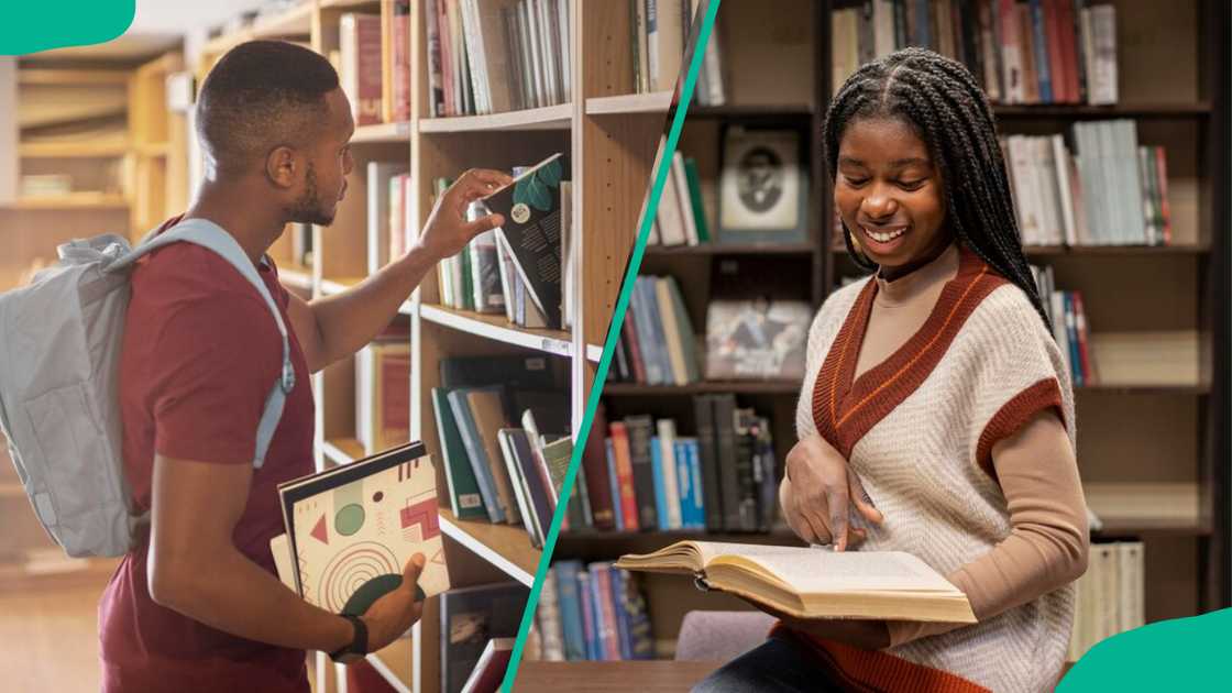 Students in the library Students in the library