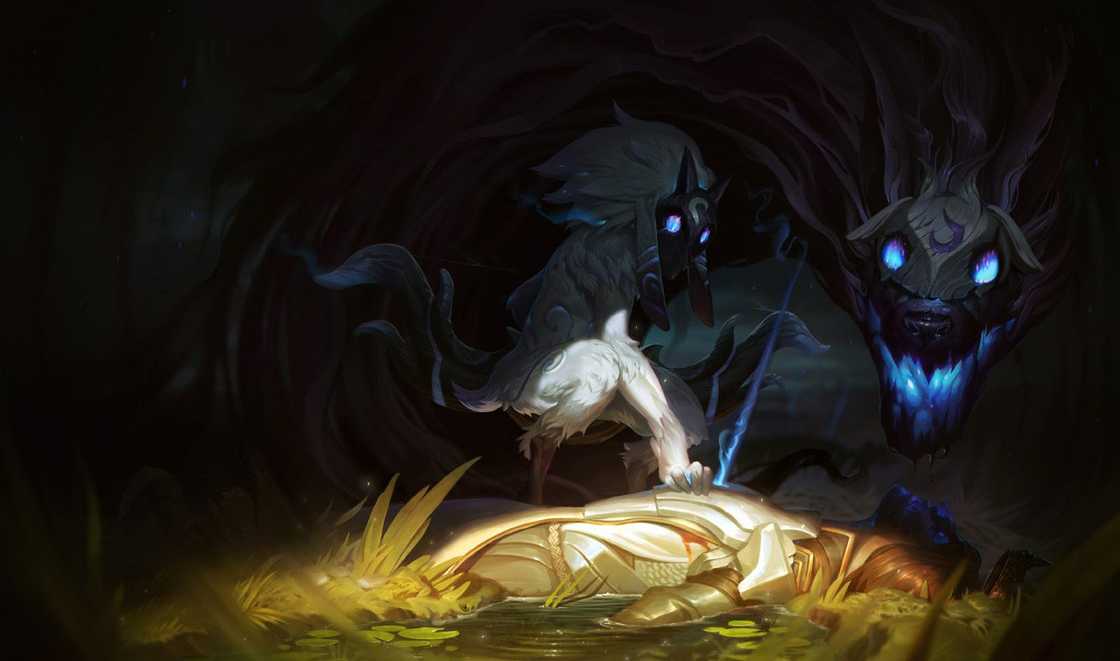 Kindred is looking at a golden warrior Kindred is looking at a golden warrior