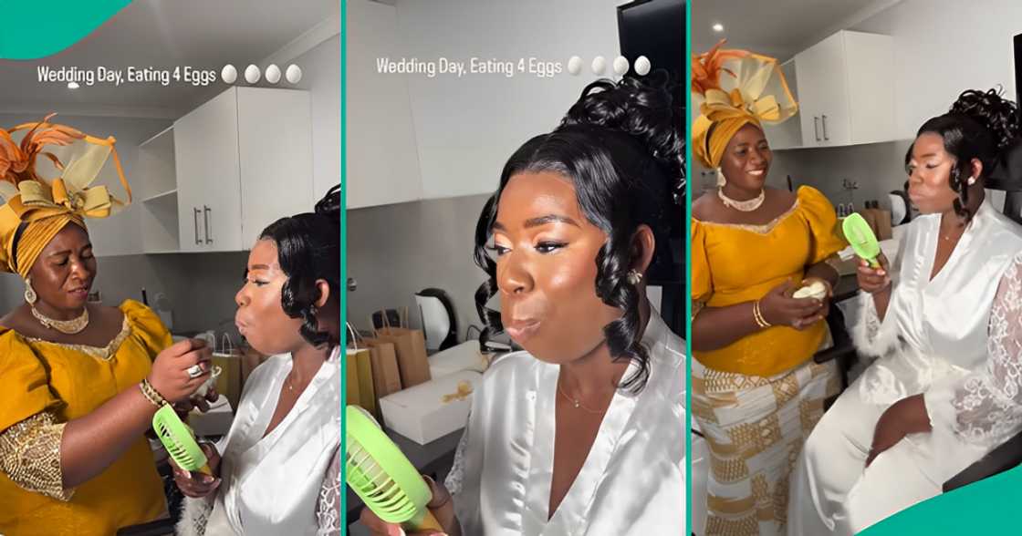 Bride Eats 4 Boiled Eggs on Wedding Day, Many React to Viral Video, Wonders What The significance is