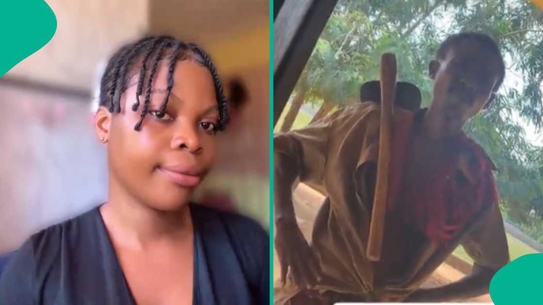 Lady sees mentally challenged man at her work place. Lady sees mentally challenged man at her work place.