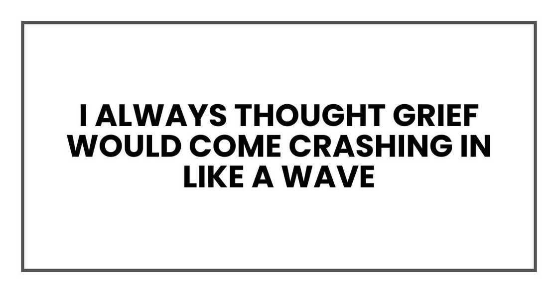 I always thought grief would come crashing in like a wave