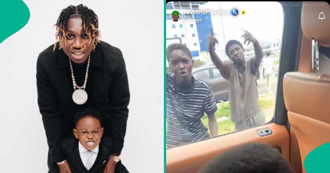 Zlatan Ibile's son's funny reaction after seeing area boys in Lagos.