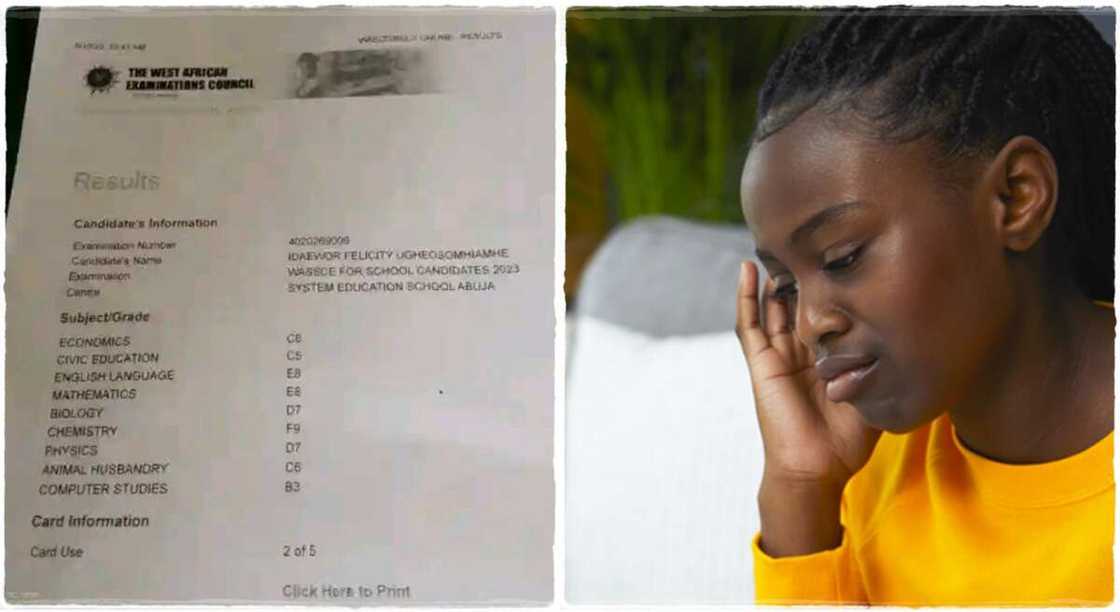 Photos of an online print out of 2023 WAEC.