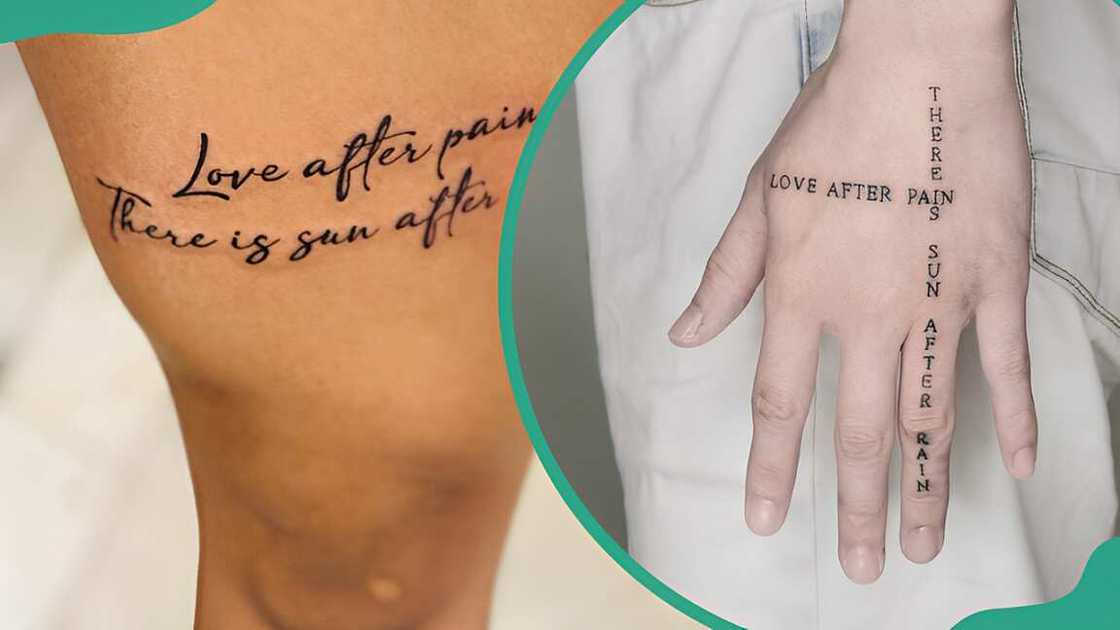 "There is sun after rain, love after pain" quote tattoos "There is sun after rain, love after pain" quote tattoos